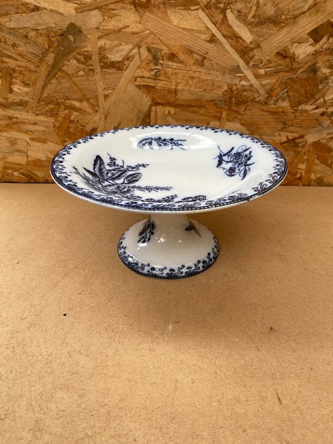 Antique White Porcelain Cake Dish Compotier Vintage Flower Decor