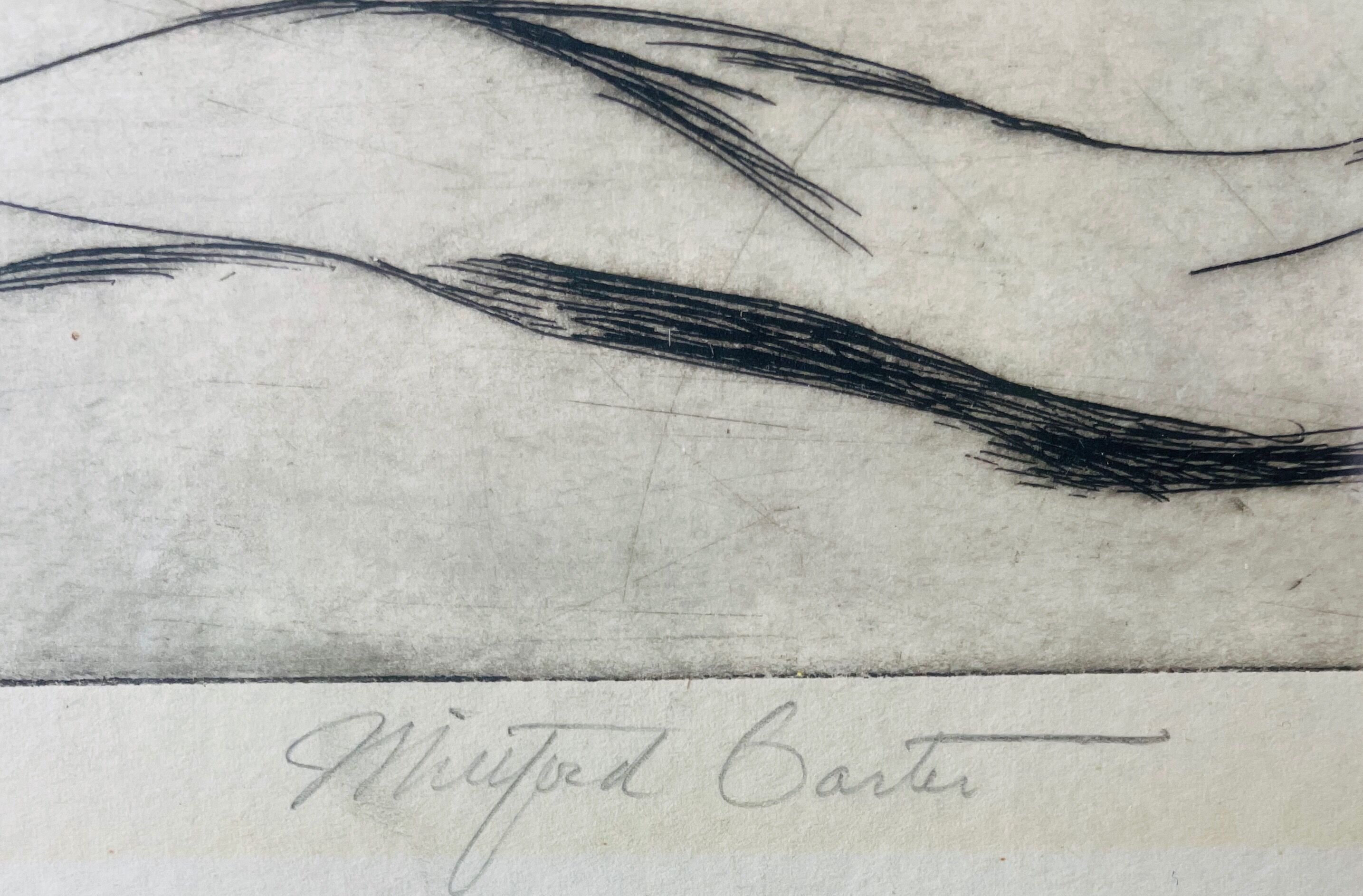 Signed painting sketch The Hille of Home by Muford Carter, wood frame