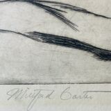 Signed painting sketch The Hille of Home by Muford Carter, wood frame