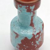 Petit vase design rouge sang de bœuf et bleu turquoise