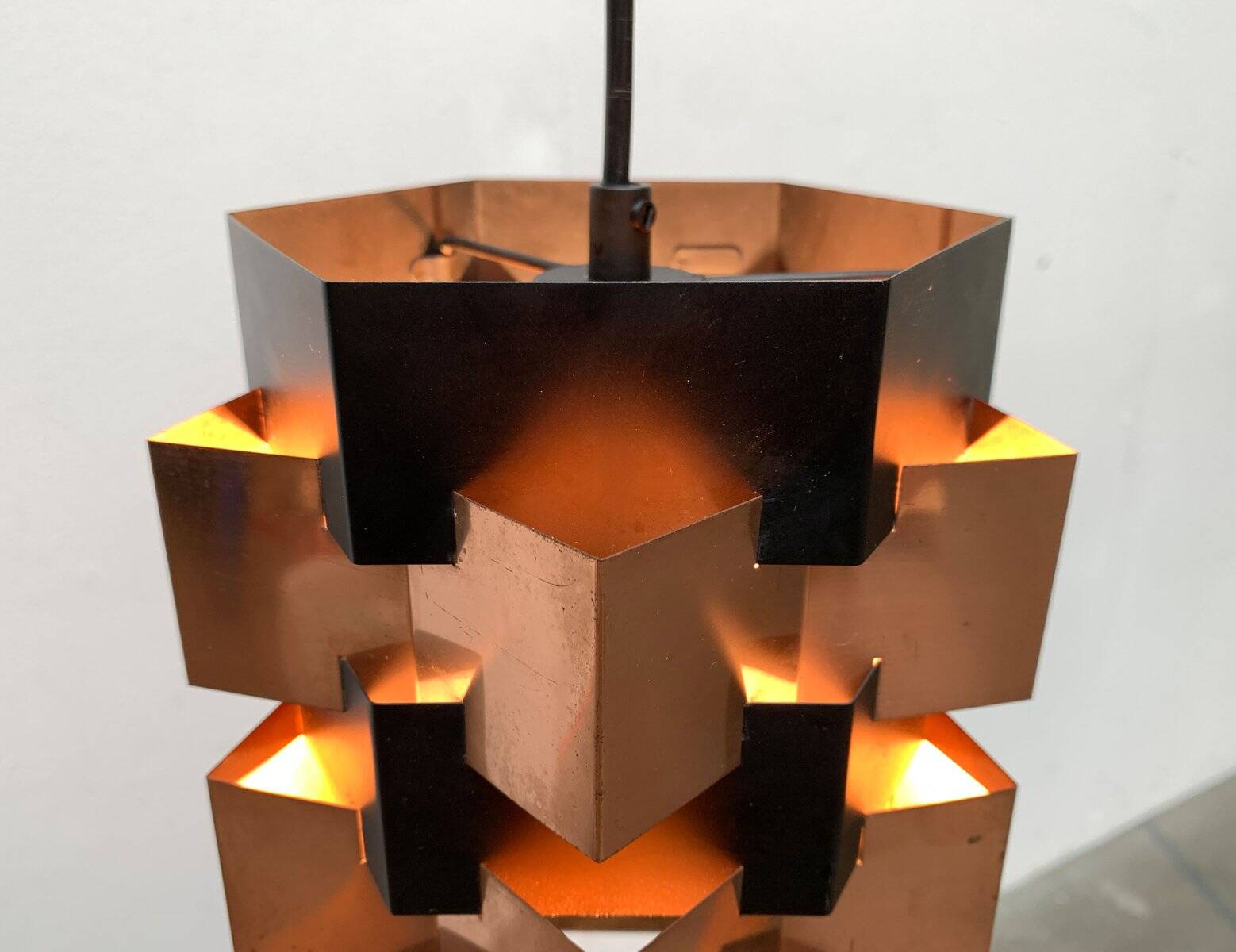 Danish copper pendant light from the mid-century by Lyfa, 1960s.