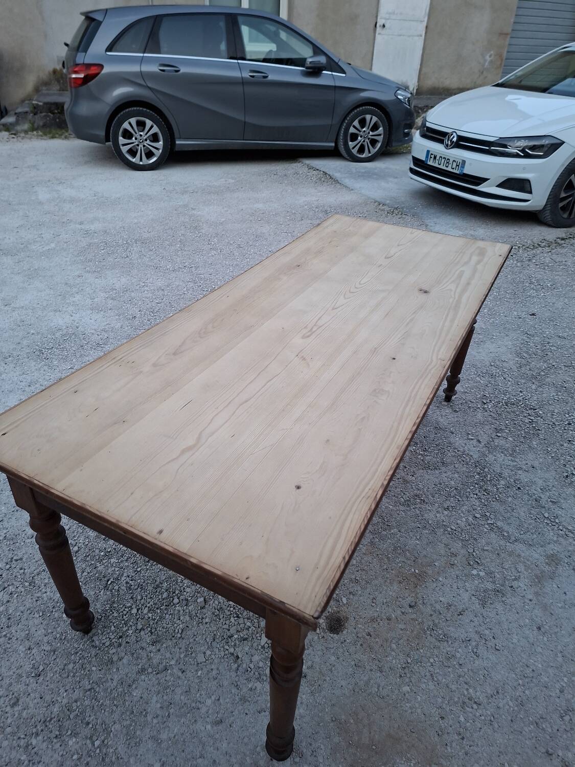 Old shop/work table with 2 drawers, Louis Philippe legs.