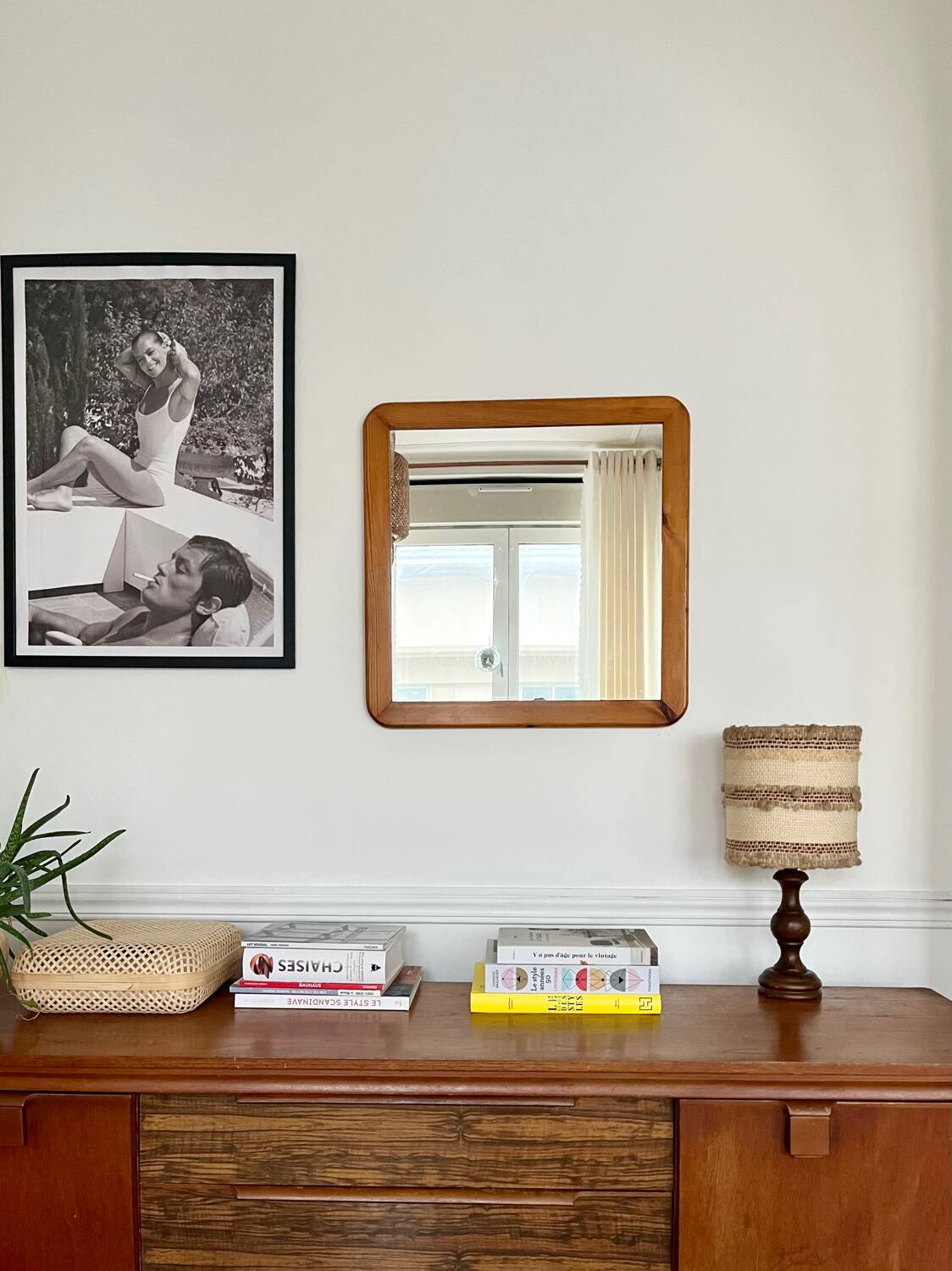 Vintage 70s pine mirror