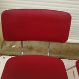 2 chairs in red skaï metal struxture 70s