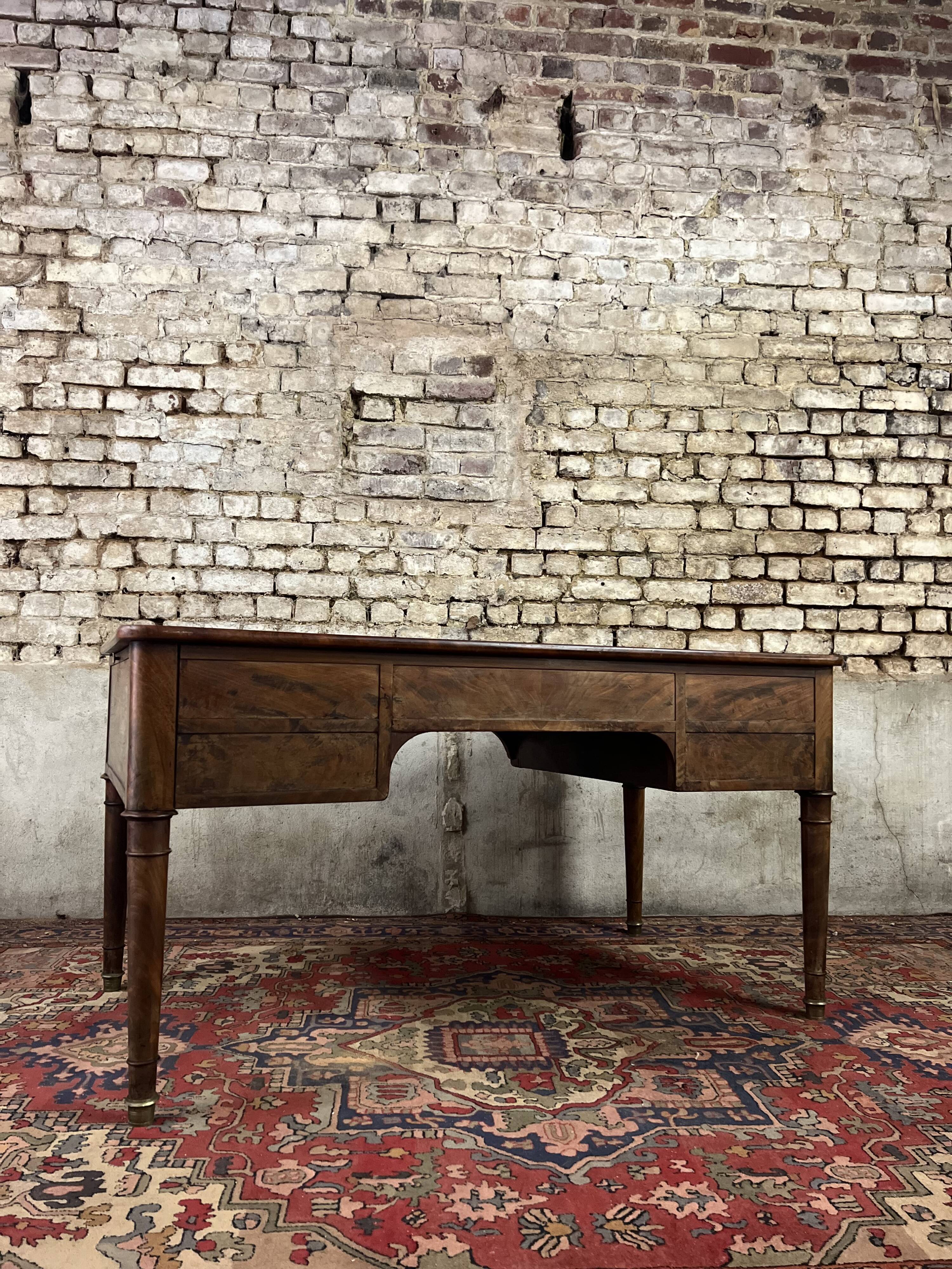 Flat mahogany desk Louis Philippe XIX century