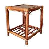 Vintage side table in rattan and bamboo
