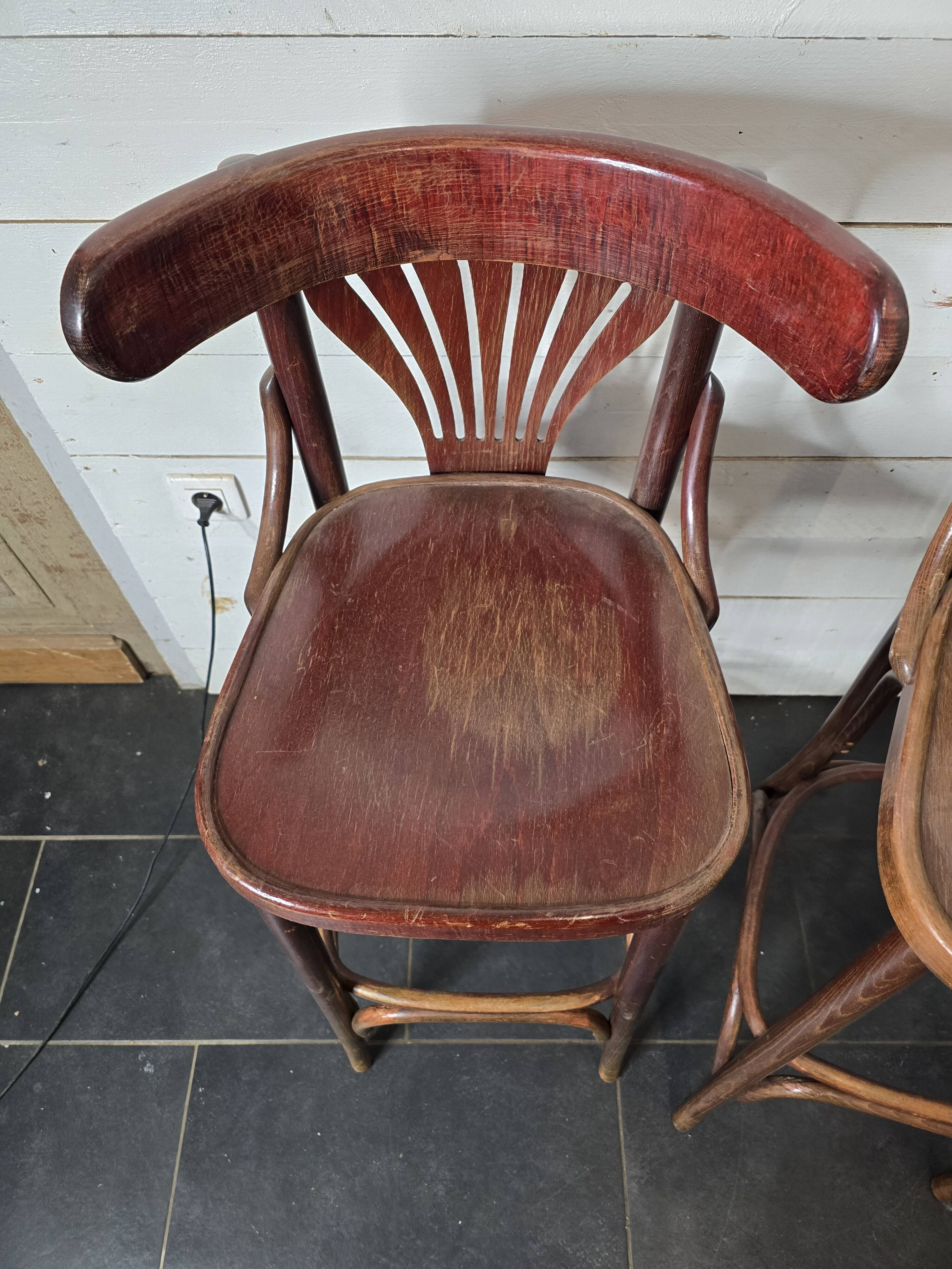 Pair of bistro stools with backrest