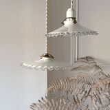 Opaline pendant light with porcelain socket
