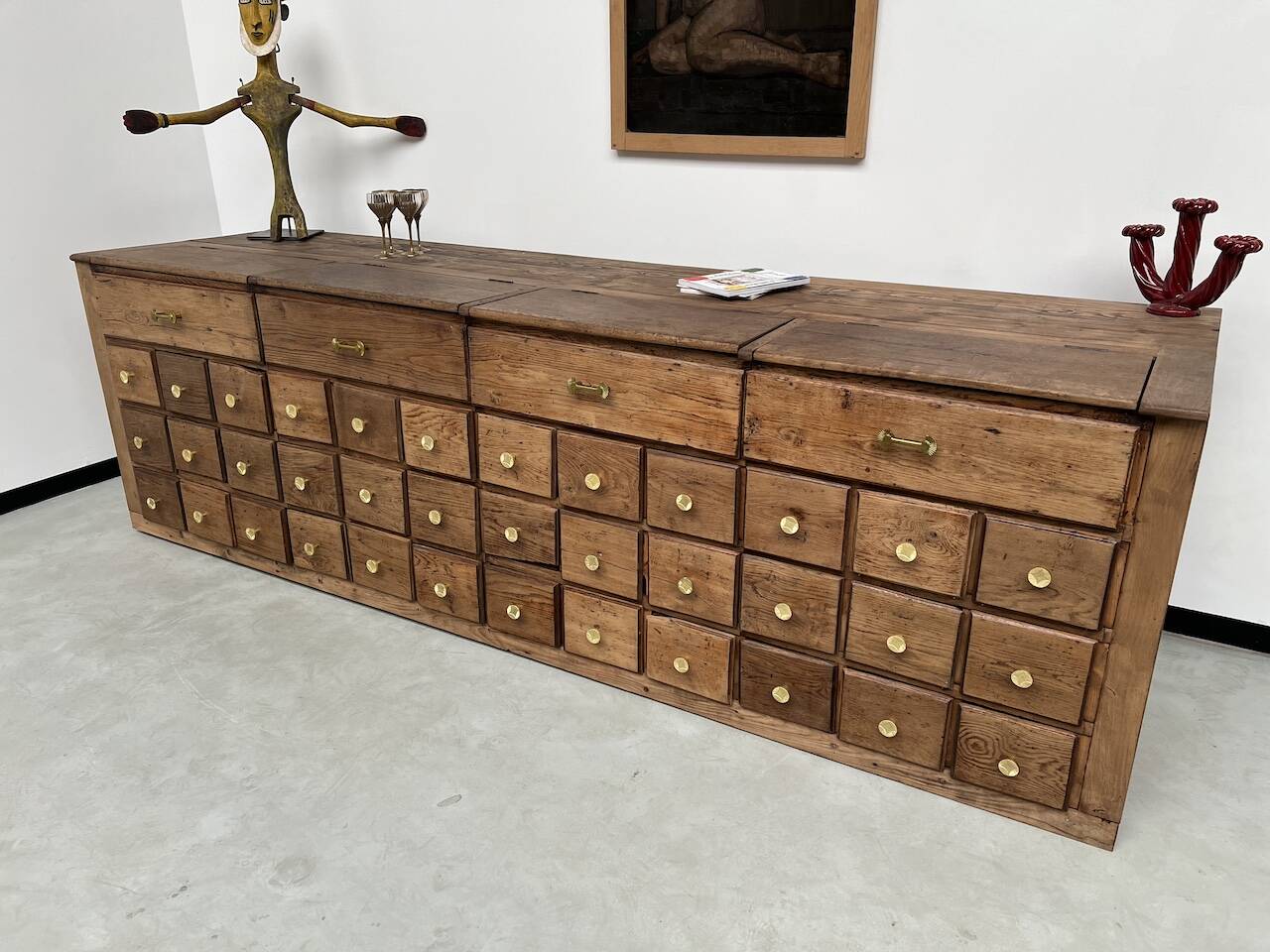 Old trade furniture with oak drawers XL format