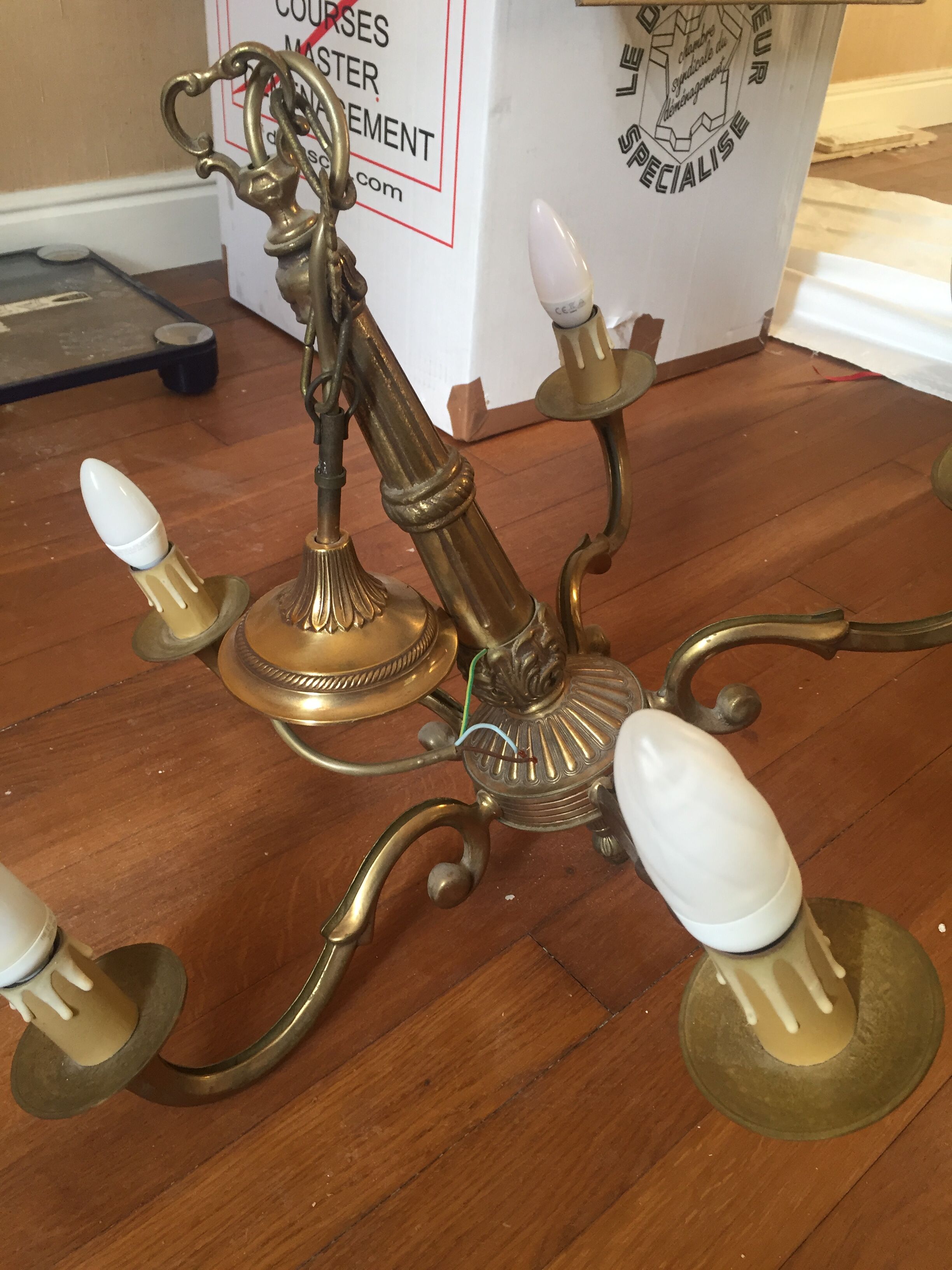 bronze chandelier 5 branches imitation candles