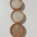 Plateau and 6 rattan and plexi butterfly glass undersides