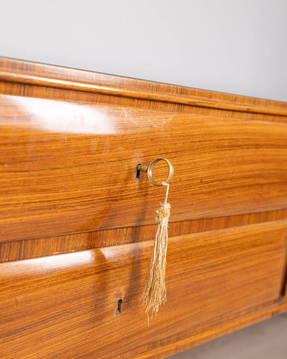 50s vintage sideboard sideboard in wood, brass and glass italian design
