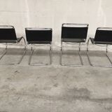 Set of 4 black leather chairs by Ludwig Mies Van Der Rohe