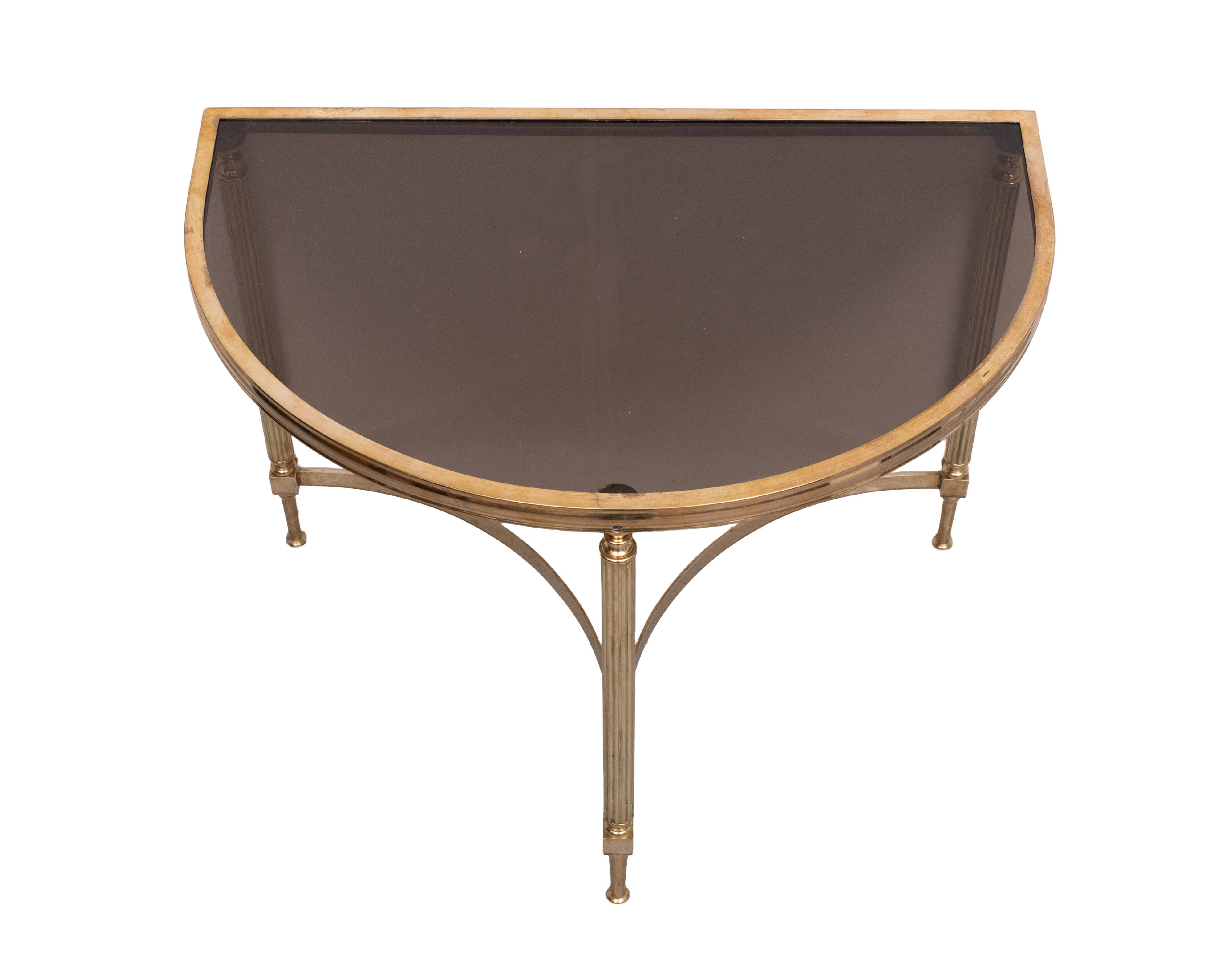 pair Maison Jansen Brass Demi-Lune Tables france 1970s