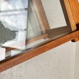 Small glass and pine side table, 1970s