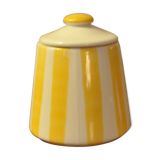 Yellow and white striped cover pot