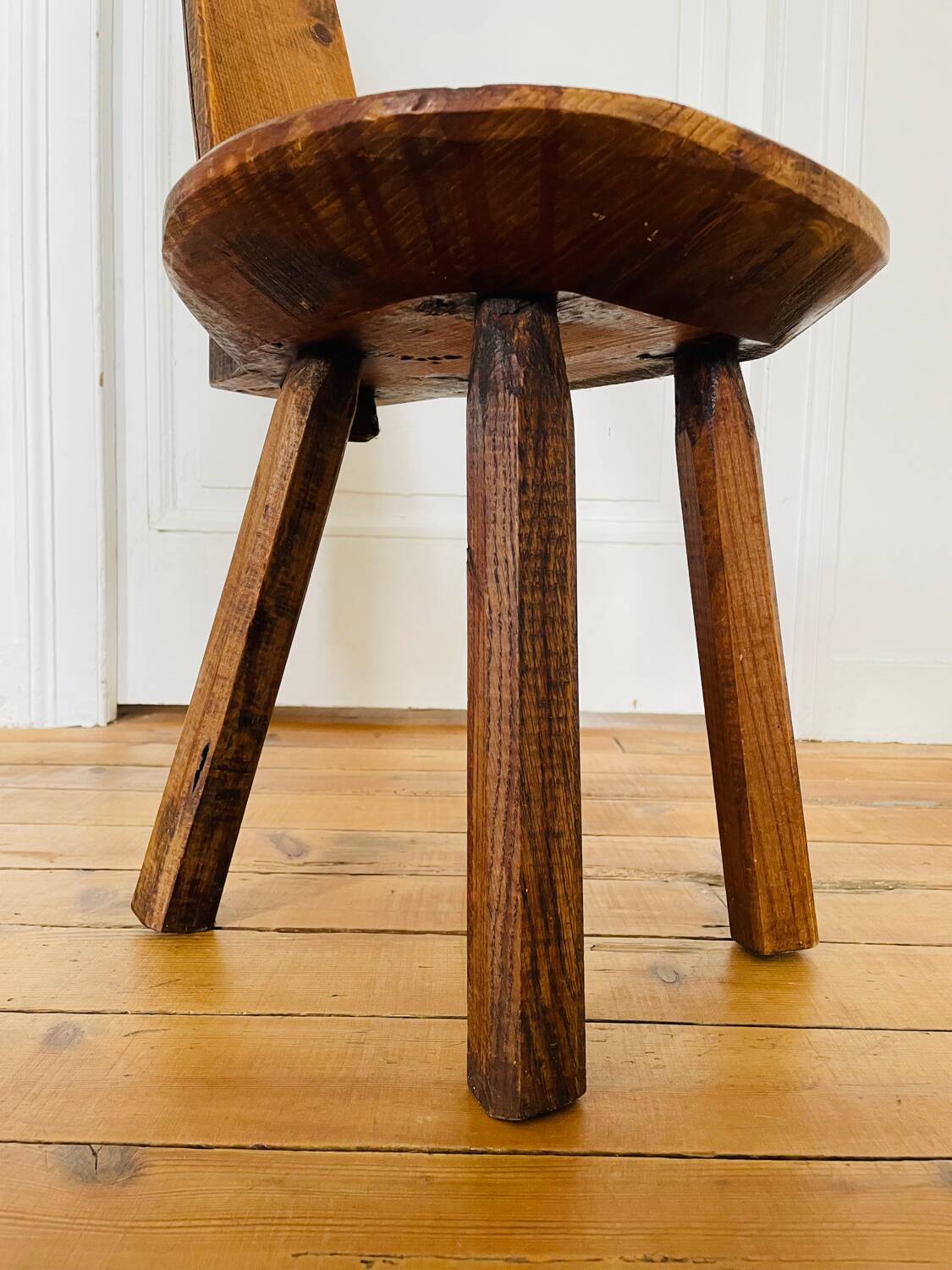 Antique brutalist chair in pine and oak