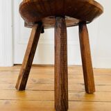 Ancienne chaise brutaliste en pin et chêne