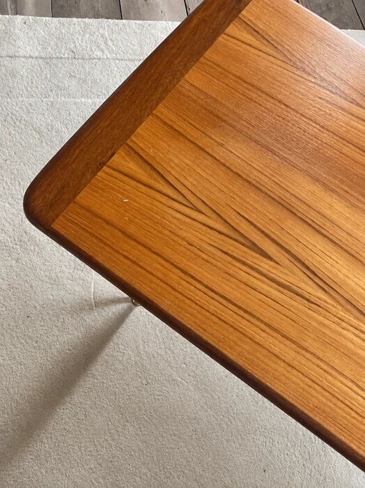 Mid-century modern teak coffee table with brass feet, Sweden circa 1960