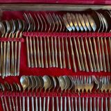 1960s bamboo brass cutlery set