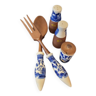 Ceramic wood salad cutlery