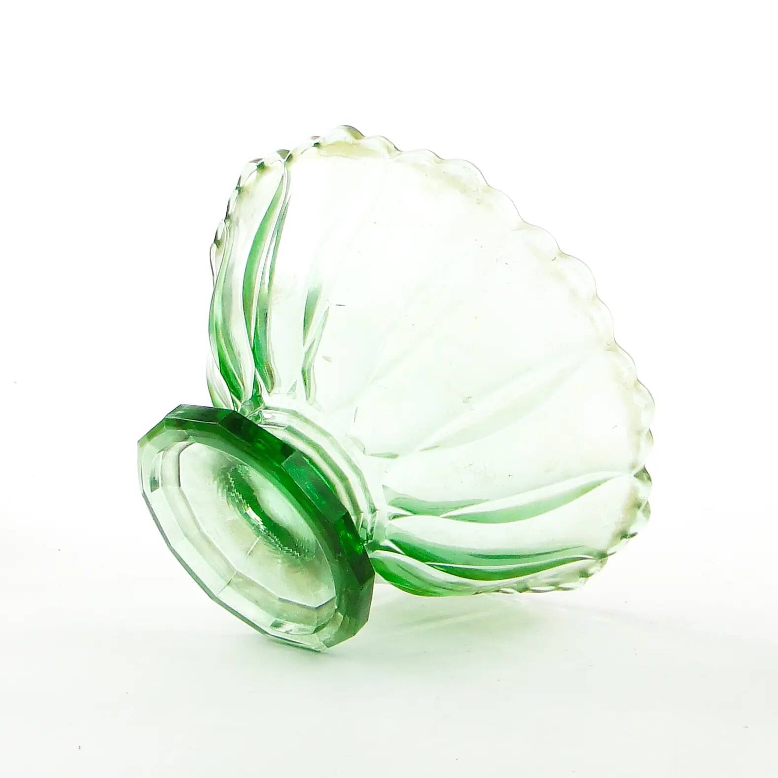 Bol à fruits, moderne du milieu du siècle, verre turquoise, Ząbkowice, Pologne, années 1950