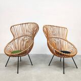 Chaises vintage en rotin design hollandais 'Rohe Noordwolde'