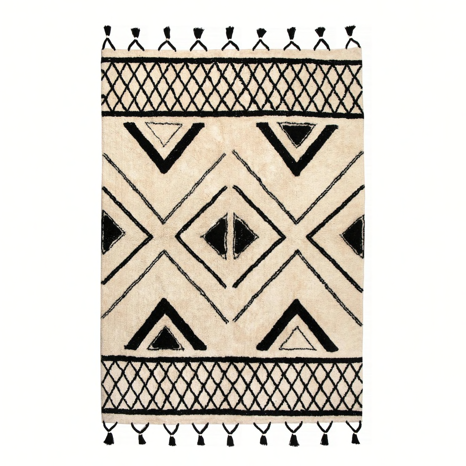 Berber carpet 200 x 290 cm white black pattern