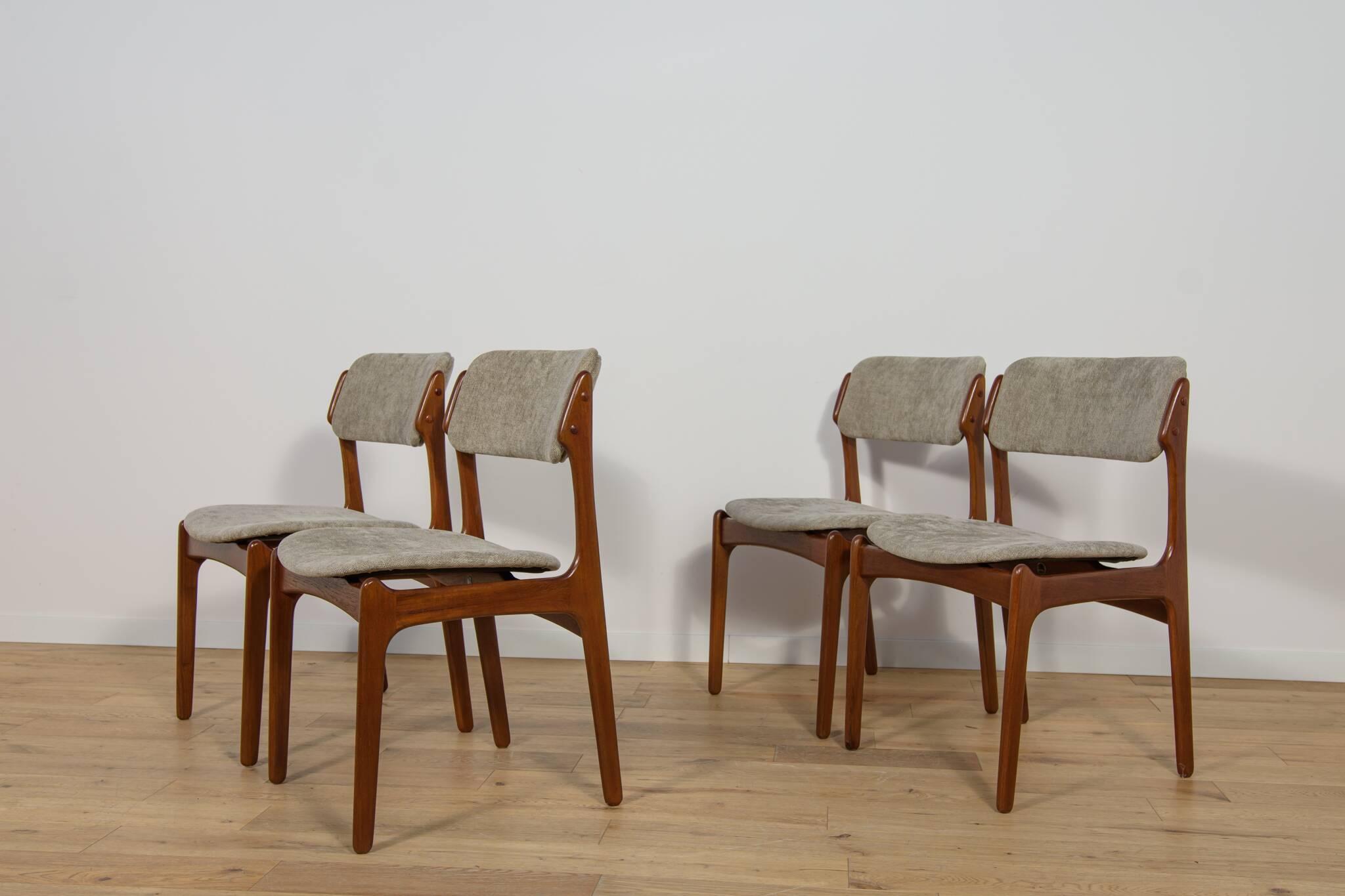 Mid-Century Model 49 Dining Chairs in Teak by Erik Buch for Odense Machine Gunning, 1960s, Set of 4