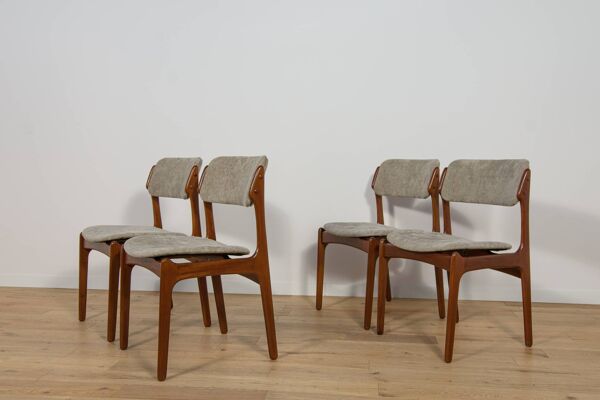 Chaises de salle à manger Mid-Century modèle 49 en teck par Erik Buch pour Odense Machine Gunning, années 1960, lot de 4