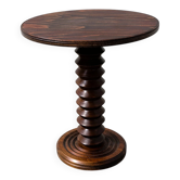 Table d'appoint en chêne tourné, sculptural, française, des années 1960.