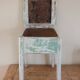 1950s chest stool in green and white painted wood