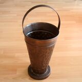 Copper umbrella stand with handle, vintage from the 1970s