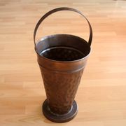 Copper umbrella stand with handle, vintage from the 1970s