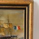 Marine, Frigate with tricolour, oil on canvas signed Madon