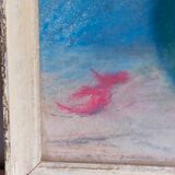 Pastel encadré "Les anémones" vintage