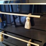 Pair of nightstands in stained glass and brass