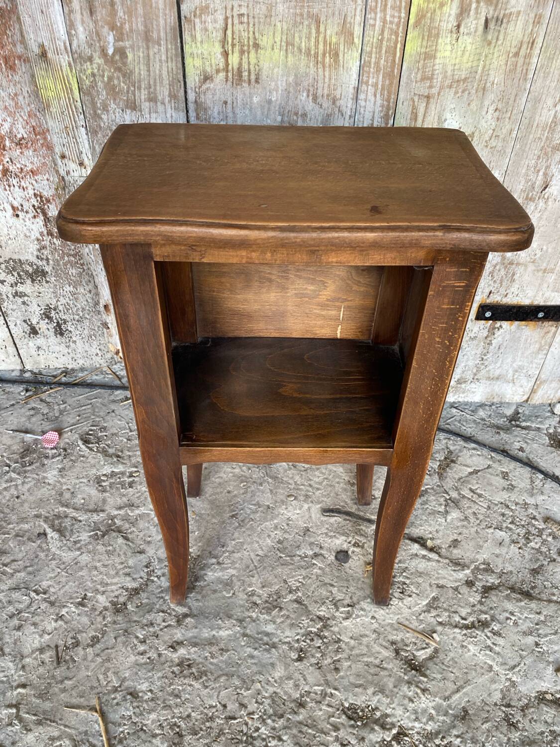 Antique Nightstand Table in Louis XV Style Wood with Vintage Drawer #D894