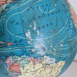Vintage 1976 terrestrial globe Taride glass marble world map - 30 cm