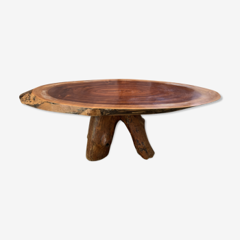 Table basse brutaliste bois massif