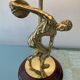 Vintage Peris Andreu lamp in bronze and wood from the 1970s.