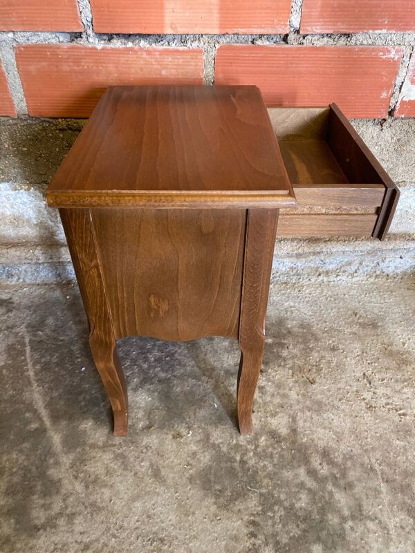 Chevet Table Nuit Style LOUIS XV Bois Tiroir + Case Vintage