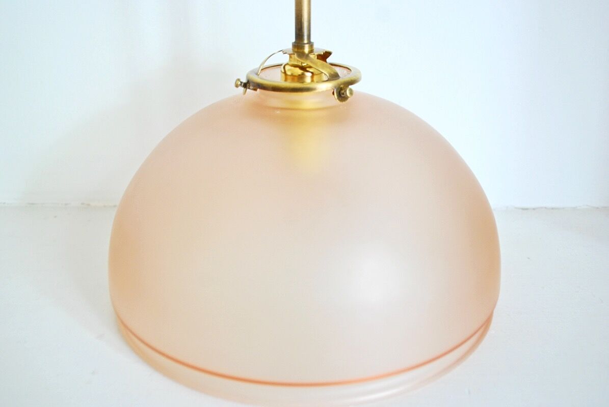 Salmon pink glass hanging