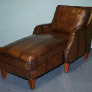 Chaise Longue en Cuir Teint à la Main