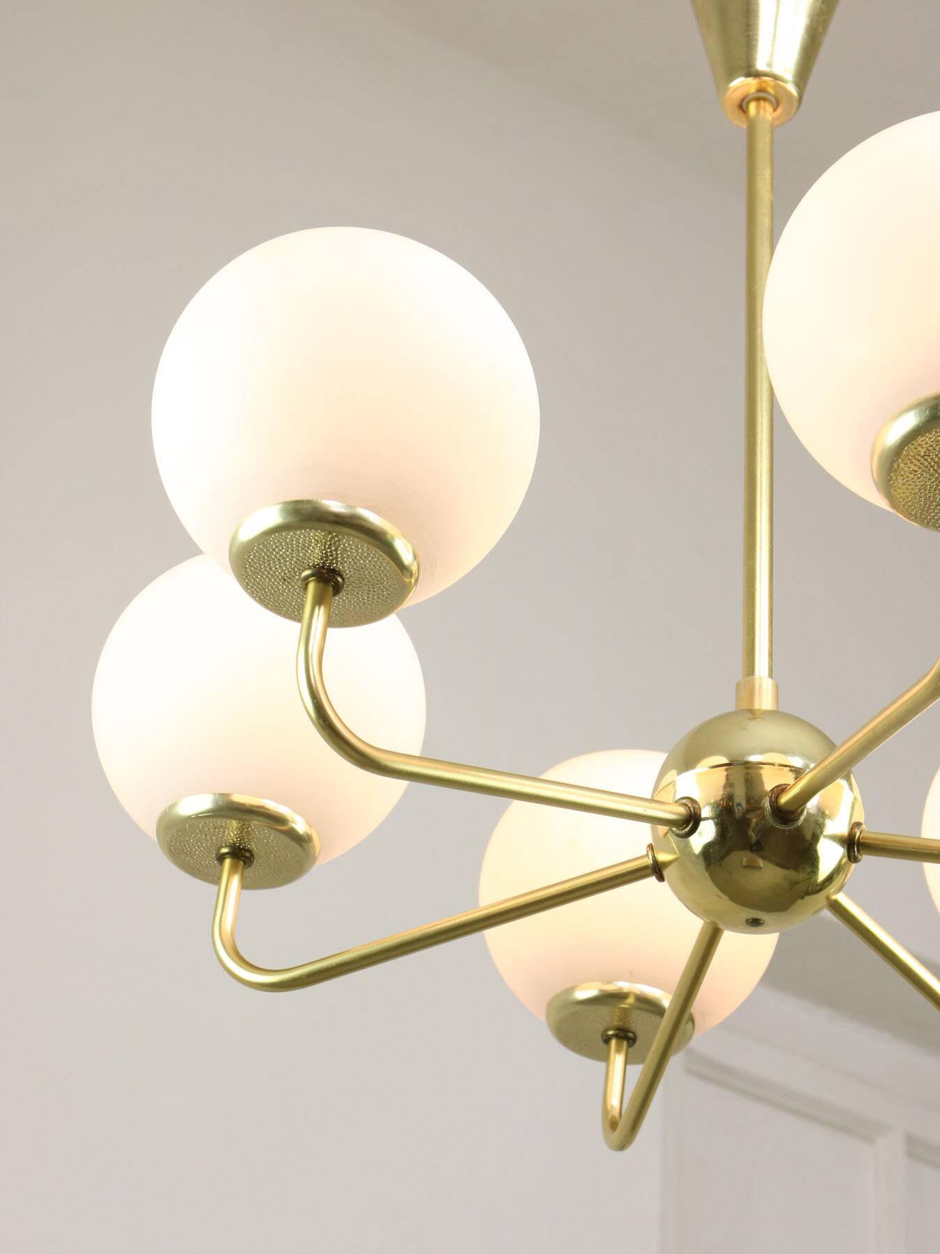Mid-century Upward Sputnik Golden Chandelier, 60s