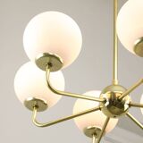 Mid-century Upward Sputnik Golden Chandelier, 60s
