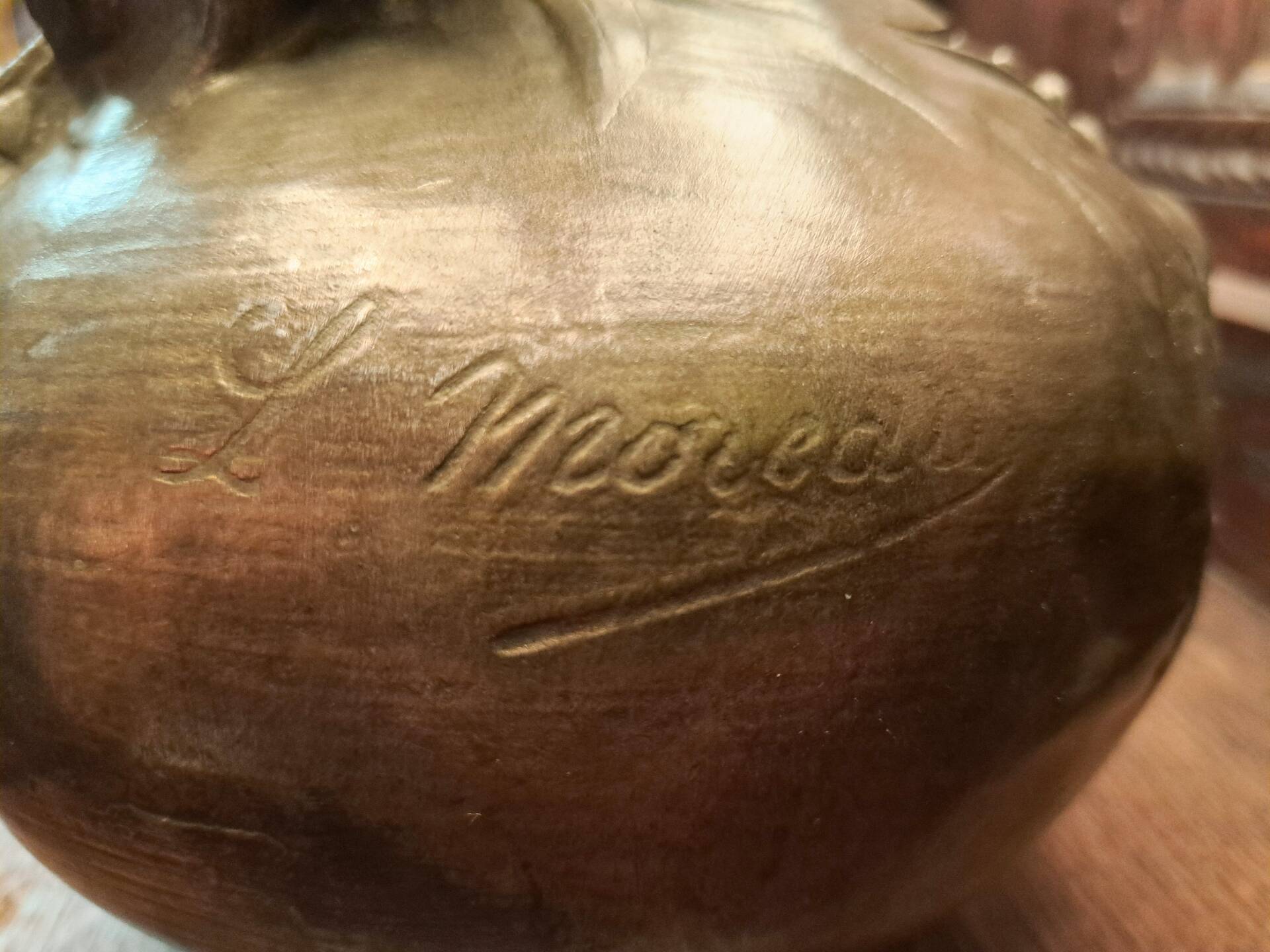Lamp signed L. Moreau in brushed metal.