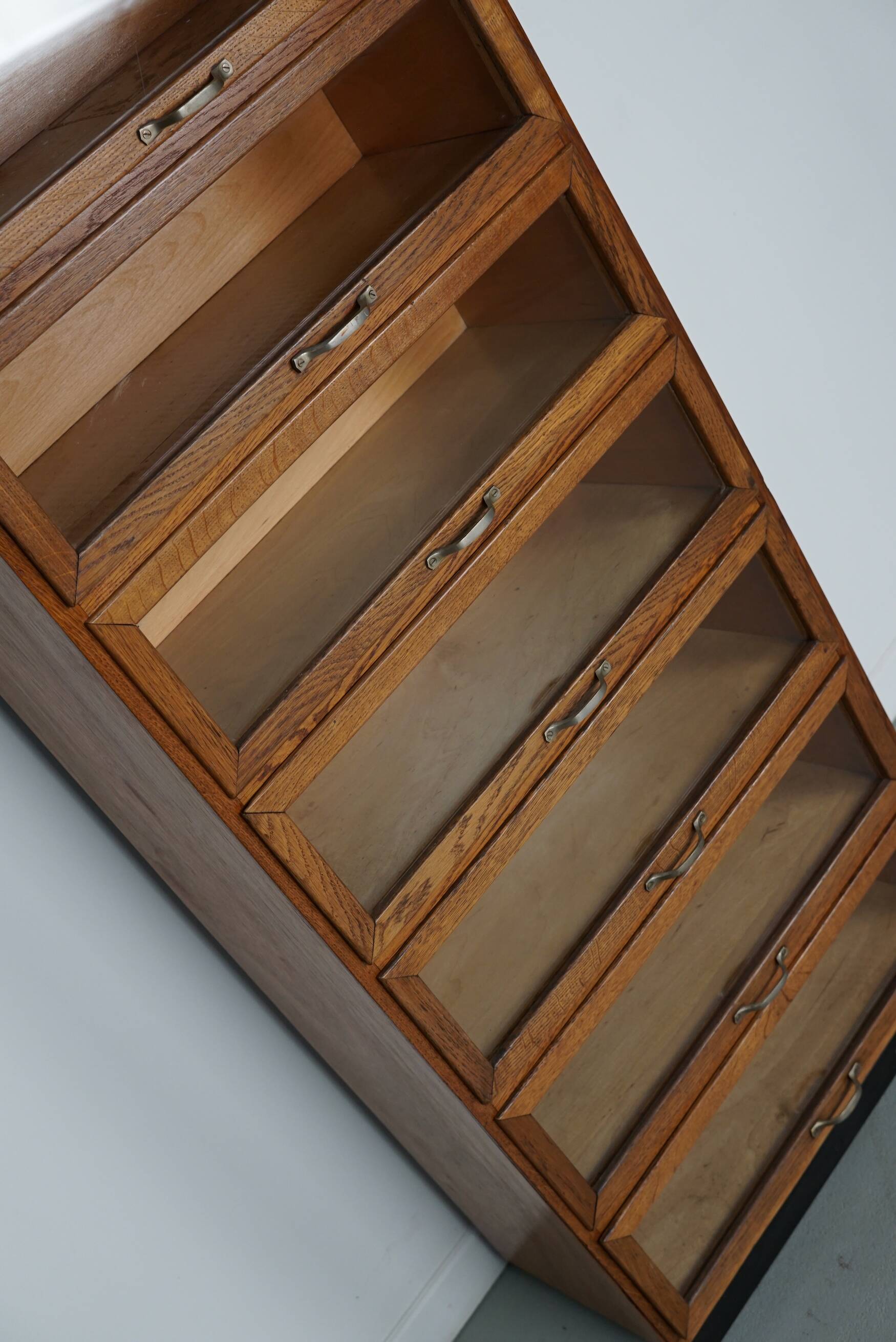 Vintage Dutch Oak Haberdashery Shop Cabinet / Vitrine, 1950s