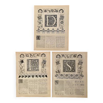 Réservé Clarisse - Lot de 3 lithographies lettres - 1900