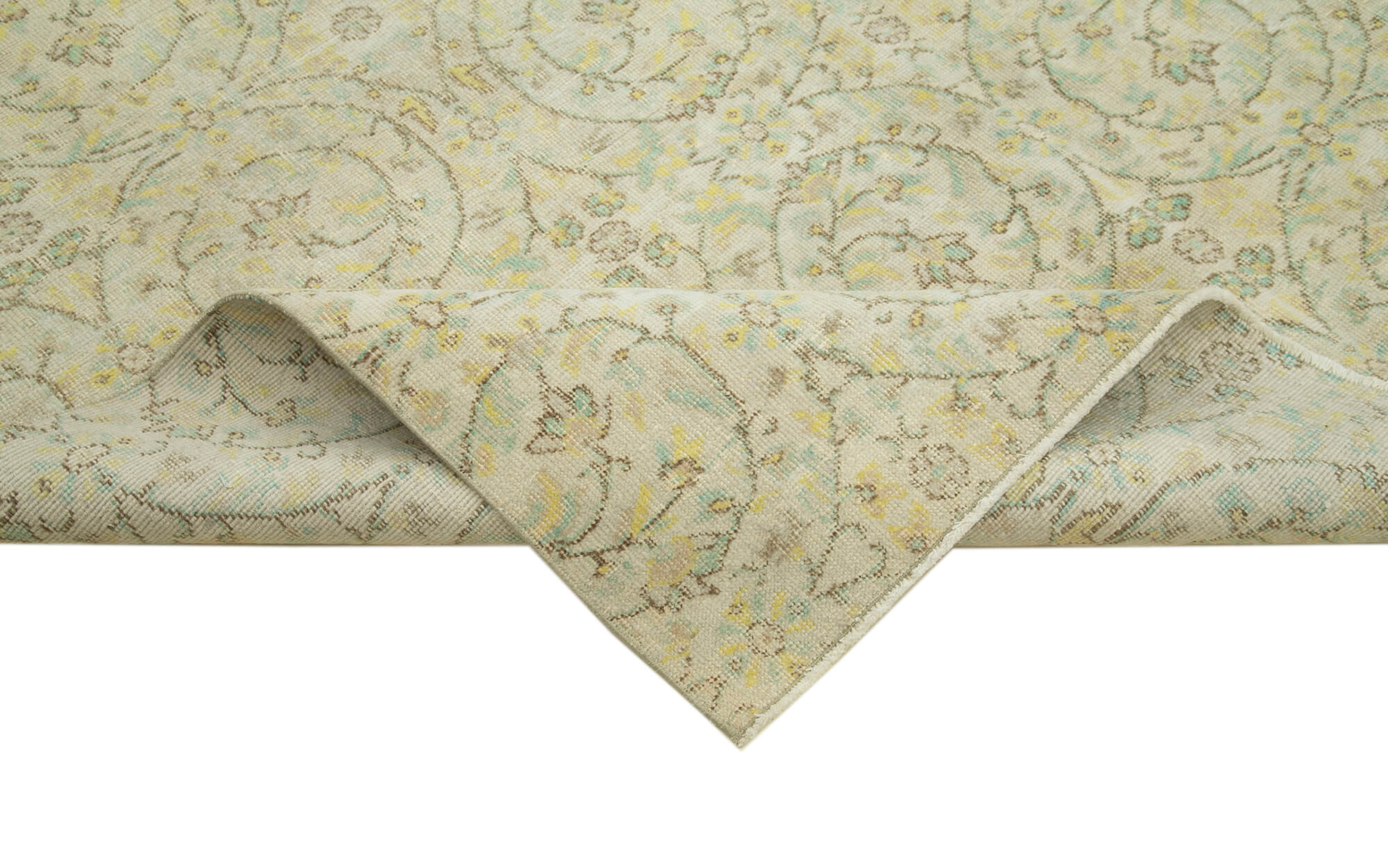 Hand-knotted turkish beige rug 206 cm x 284 cm